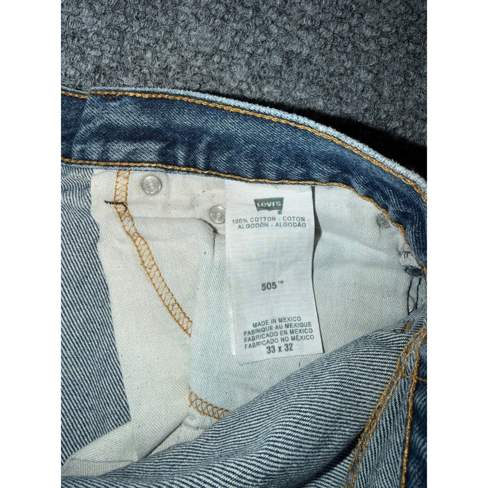 Levi's 505 Regular Fit Straight Leg Jeans Medium Wash 33x32 Y2K - Picture 5 of 9